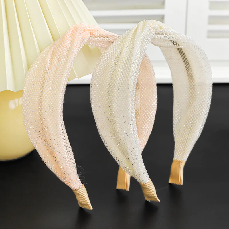 

2021 винтажная однотонная сетчатая повязка на голову с перехлёстом ободок, аксессуары для волос, Женская повязка на голову для девушек, повяз...