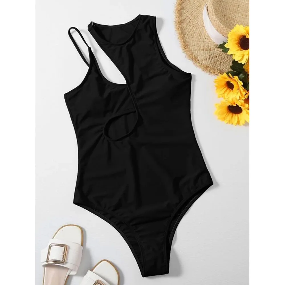 

Donsignet Bathing Suit Women 2021 New Sexy Swimsuit Hollow Solid Color One-piece Swimsuit Woman Bikini