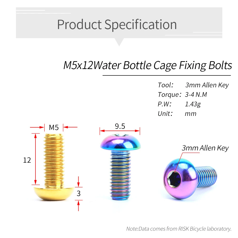 risk 2pcsbox road mountain titanium alloy bike bicycle m5x12 water bottle cage fixing bolts air pump holder bracket fixed screw free global shipping