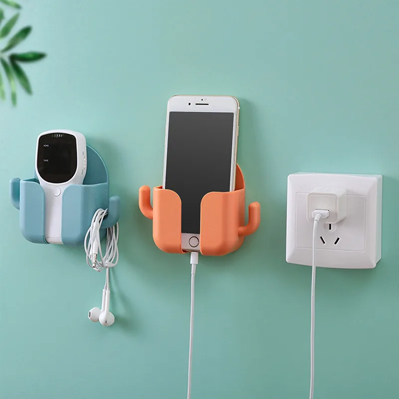 

Wall Mounted Organizer Box Punch Free TV Remote Control Storage Mounted Phone Plug Wall Holder Charging Multifunction Hooks