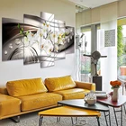 Модульные картины на холсте, настенные картины для дома, 5 штук, картины с орхидеями, цветами, декор для спальни, постер с цветами розового, фиолетового и зеленого цветов