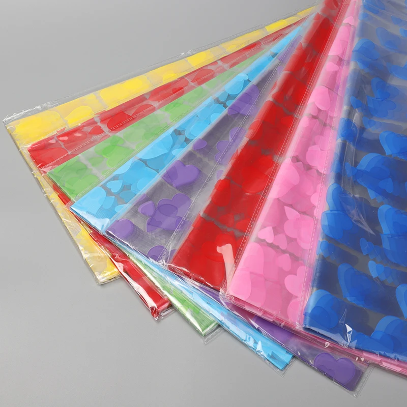 65Piece Colorful Apple Flower Wrapping Paper Clear OPP Round Transparent Cellophane Plastic Gift Material | Дом и сад