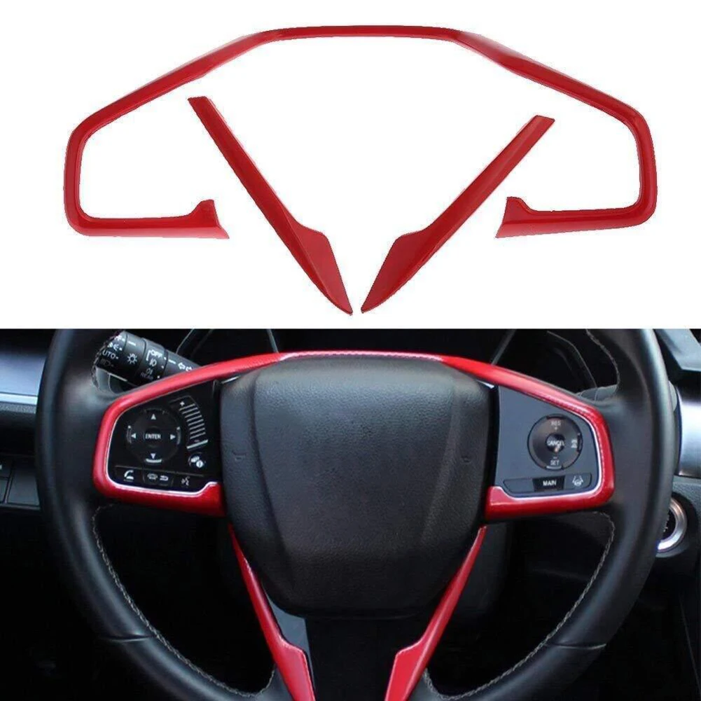 Украшение из углеродного волокна рулевого колеса автомобиля накладка рамка для Honda Civic 10th- Автомобильный руль рамка Крышка отделка