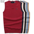 Мужской вязаный жилет без рукавов, Повседневный свитер из 100% хлопка, брендовая одежда, M-3XL