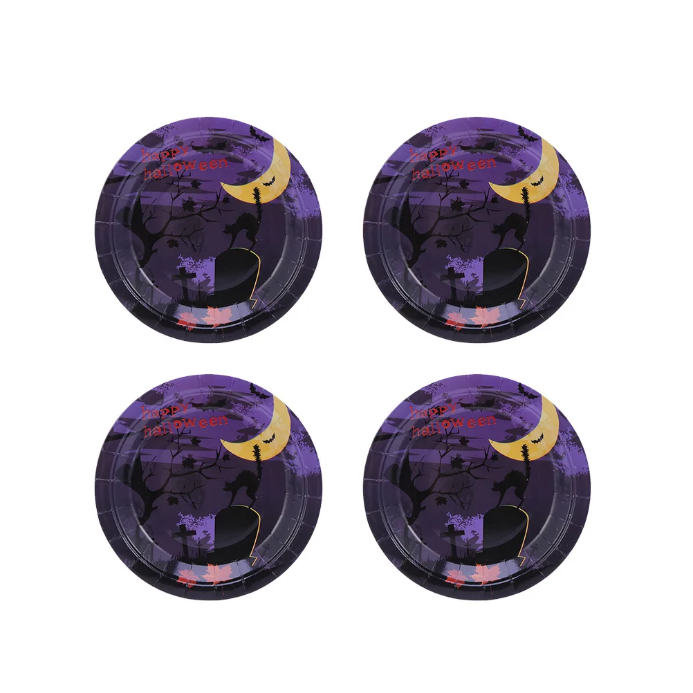 30 шт бумажные тарелки одноразовые Хэллоуин круглые Мультяшные вечерние