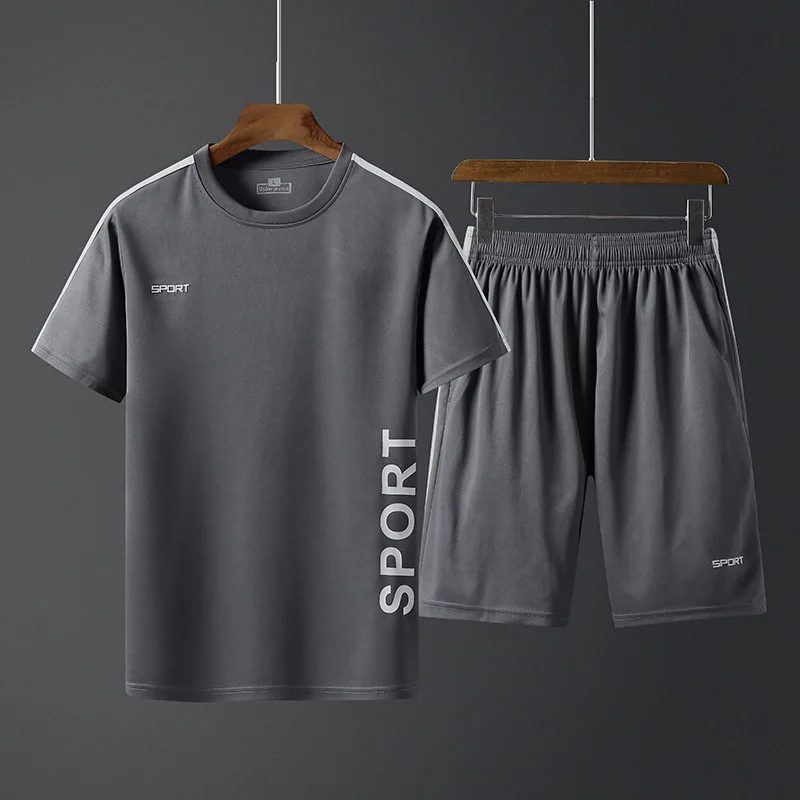 Костюм мужской летний из дышащей футболки с коротким рукавом и шортов | Спорт
