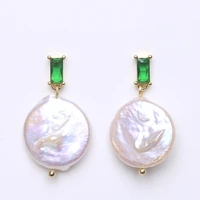 white coin pearl gold plated rhinestone hook dangle earrings