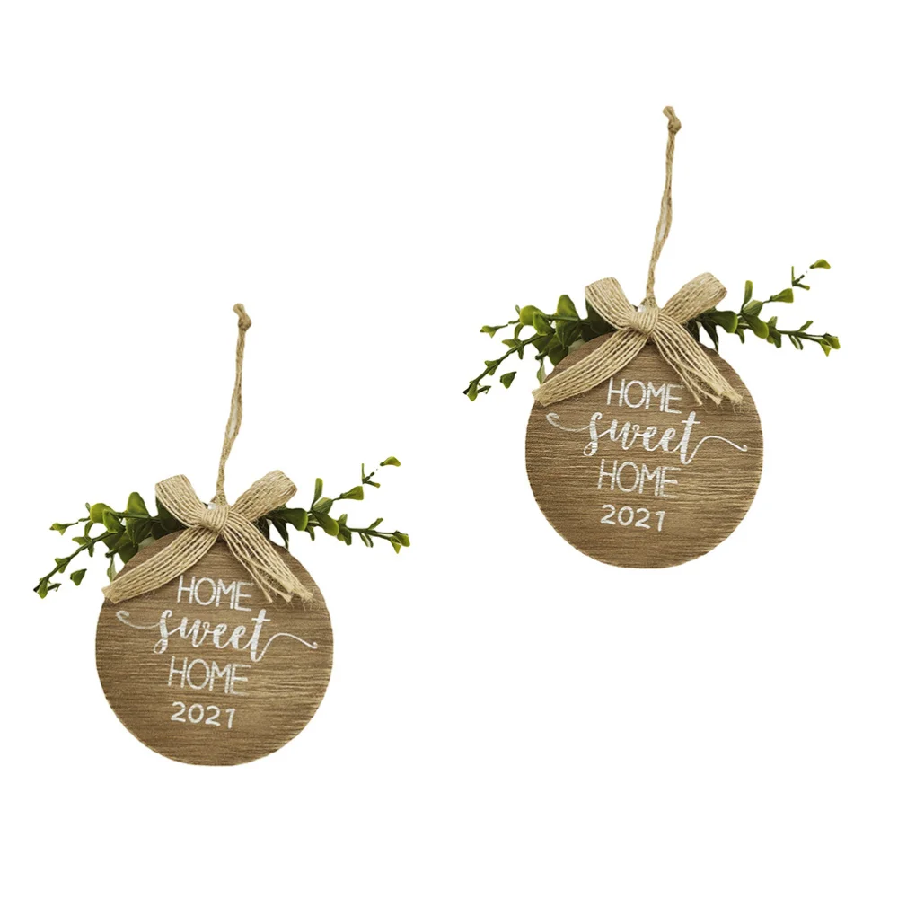 

2pcs Wooden Pendants Hanging Decoration Wooden Scene Layout Decor Simple Decors