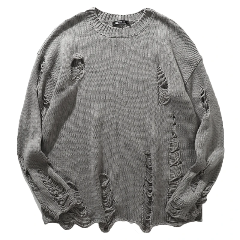 

Мужской трикотажный пуловер с дырками, в стиле хип-хоп