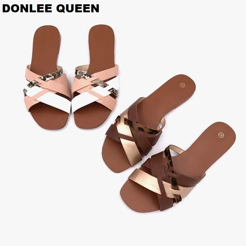 

DONLEE QUEEN 2019 New Brand Mixed Colors Women Slipper Women Summer Beach Slides Flip Flops Outdoor Flat Slippers Big Size 35-41