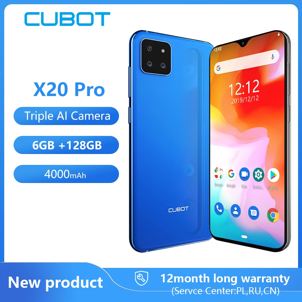 Cubot X20 Pro Смартфон SONY AI режим тройная камера 6," FHD+ экран капли воды сотовый телефон 6 ГБ RAM+ 128 ГБ ROM Памяти Android 9,0 Лицо ID Cellura Helio P60 Процессор 4000 мАч Большая Батарея 4G