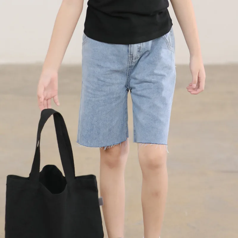 

Модные джинсовые шорты для девочек, Повседневные детские джинсовые шорты, одежда для больших девочек, летние свободные шорты для подростко...