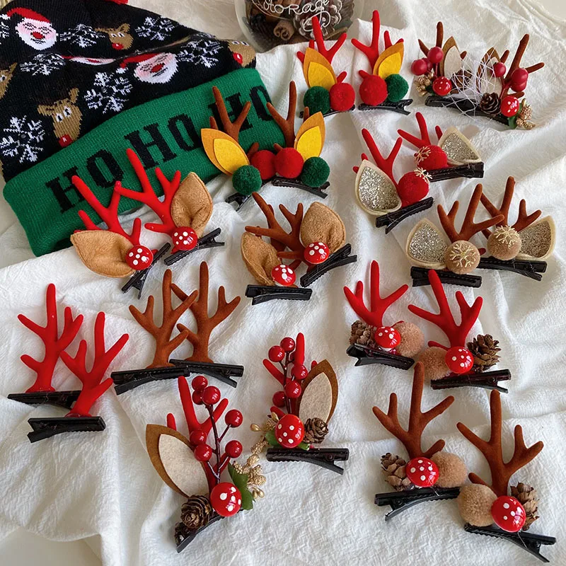 

2pcs/Set Christmas Elk Antlers Hair Clip Cute Deer Ear Hairpins Women Xmas Party Barrettes Hair Clips Hair Accessories New Year