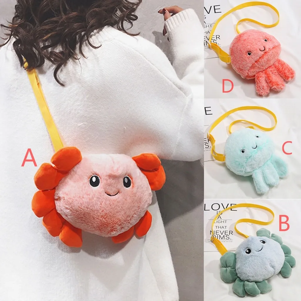 Плюшевая Сумка Кроссбоди с милыми мультяшными животными женские мягкие