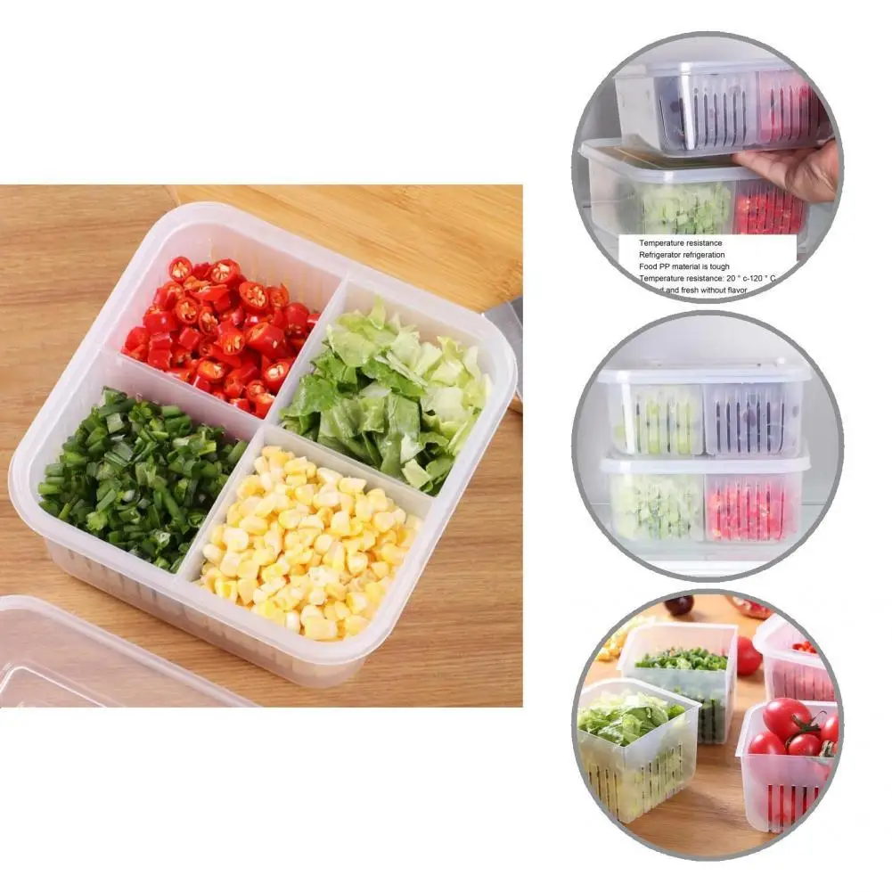 

Plastic Useful Stackable Space-saving Fruit Vegetables Container Box Transparent Food Container Detachable for Household