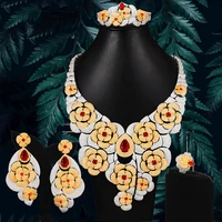 soramoore new original trendy luxury gorgeous necklace earrings bangle ring set for women ladies bridal wedding jewelry sets