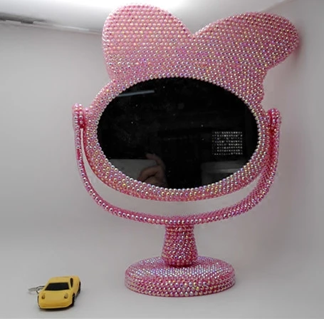 Розовые стразы мелодия зеркало украшение для дома каваи макияж стол мультяшный