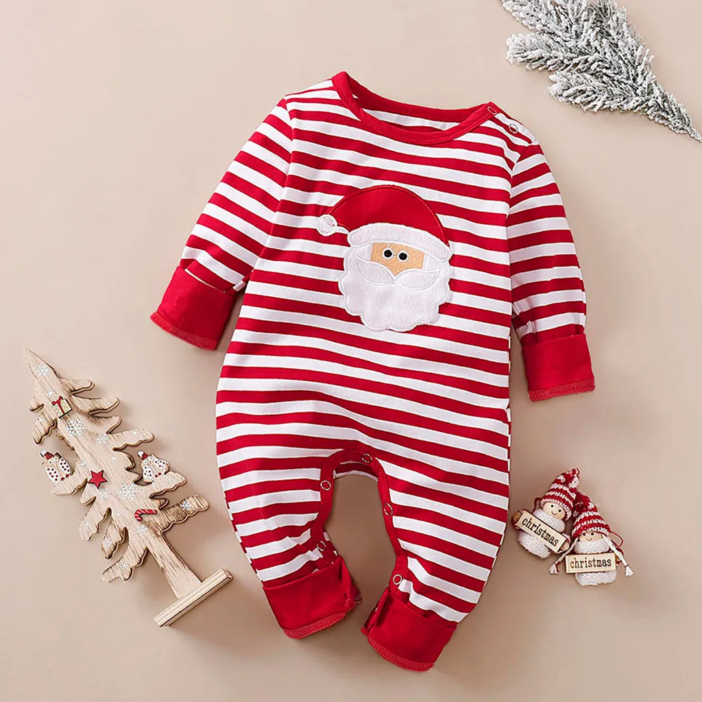 Christmas Baby Girls Boys Clothes Newborn Infant baby Striped Romper Kids Costume Clothing Cute Outfit 0-24M | Детская одежда и