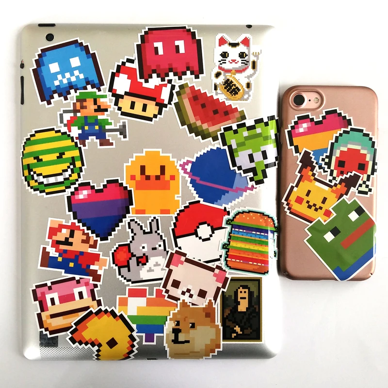 TD ZW 25 шт. наклейки с героями мультфильмов в стиле Mario Pixel для сноуборда ноутбука