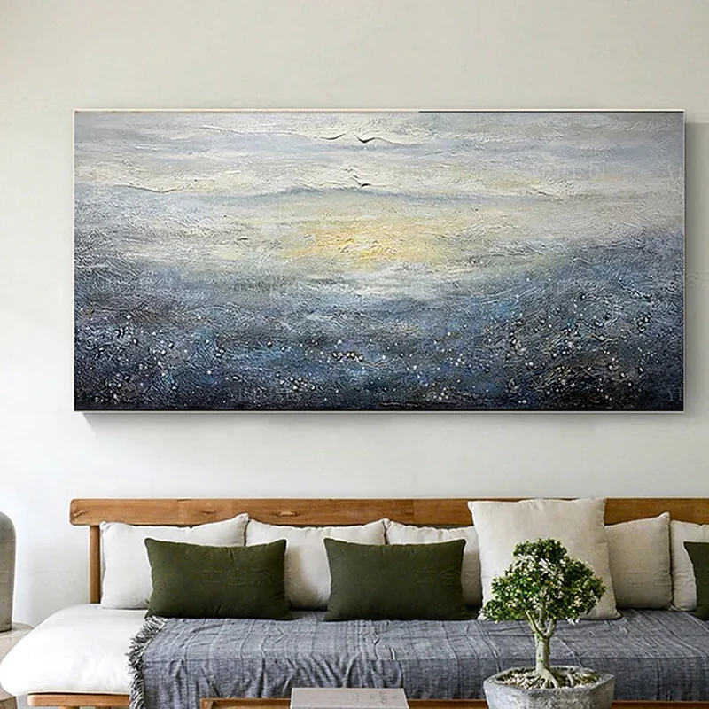 

Nordic Home Decor Sunrise Abstract Art Picture 100% Handmade Calligraphy Wall Painting For Living Room