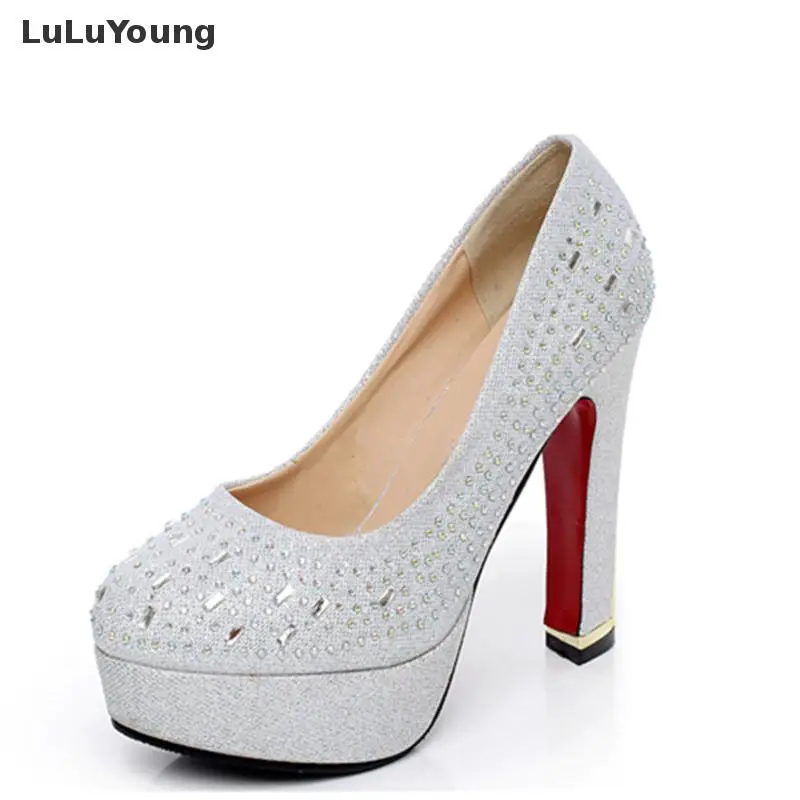 Туфли на высоком каблуке Свадебная обувь с украшением в виде кристаллов для