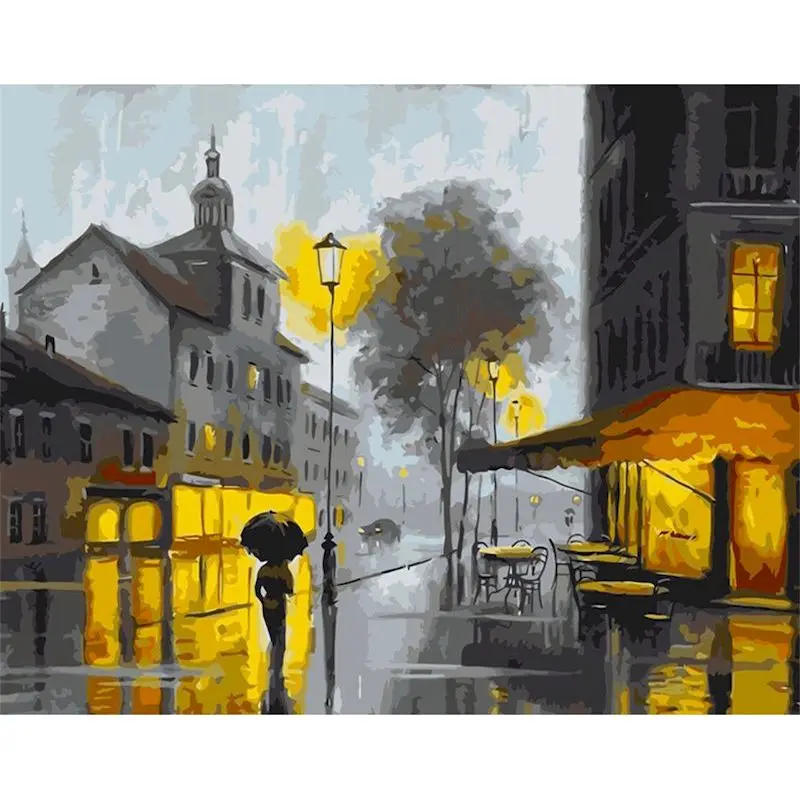 

SDOYUNO 60x75cm Oil Painting By Numbers Landscape DIY Paint By Numbers On Canvas Frameless City Digital Handpaint Home Number