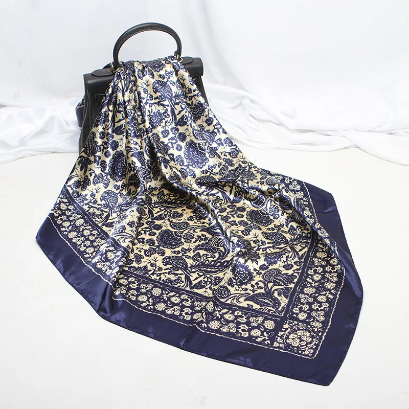 Модный Шелковый шарф модный платок из фуляра атласная шаль шарфы большого