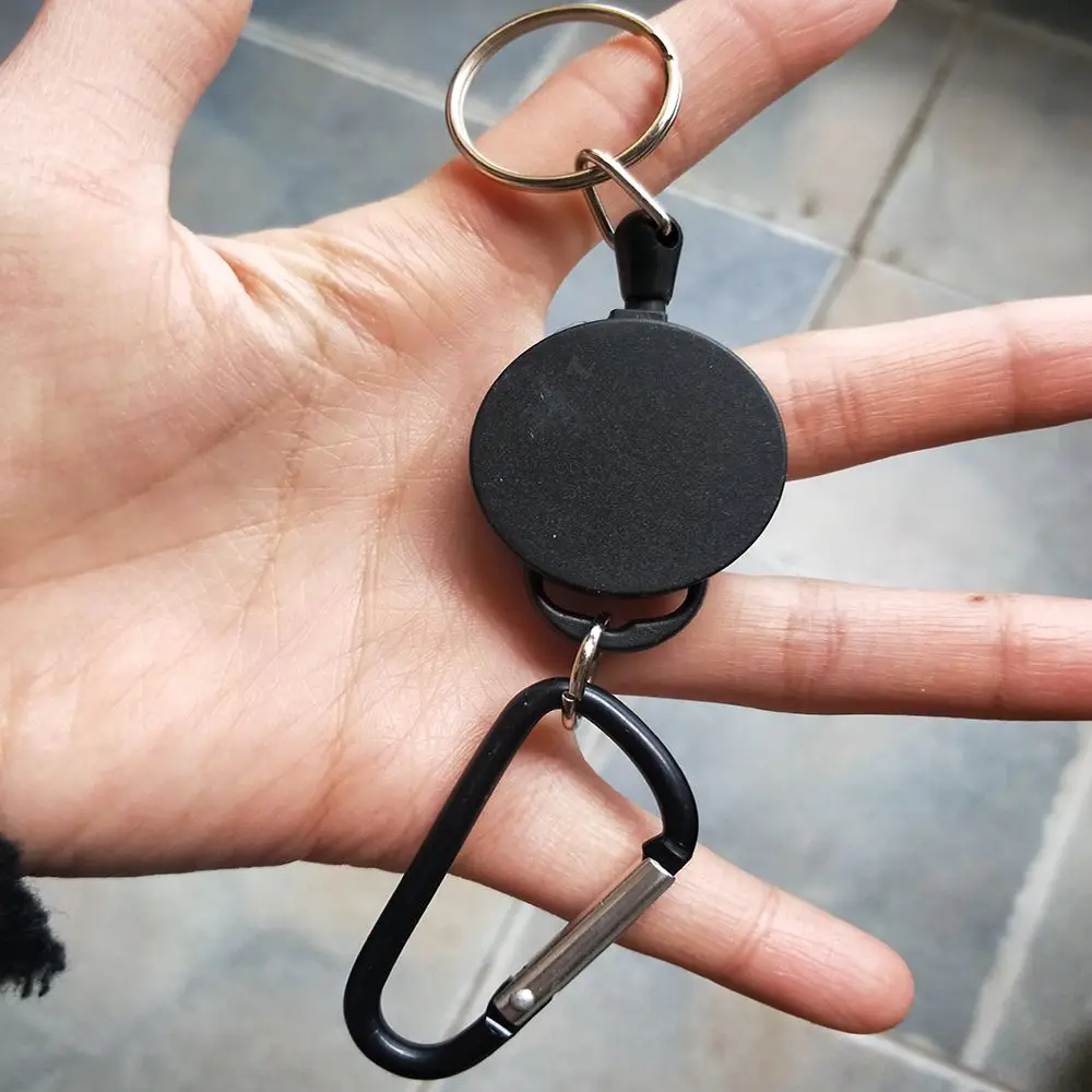 Гибкий стальной трос эластичный брелок спортивный выдвижной с защитой от потери