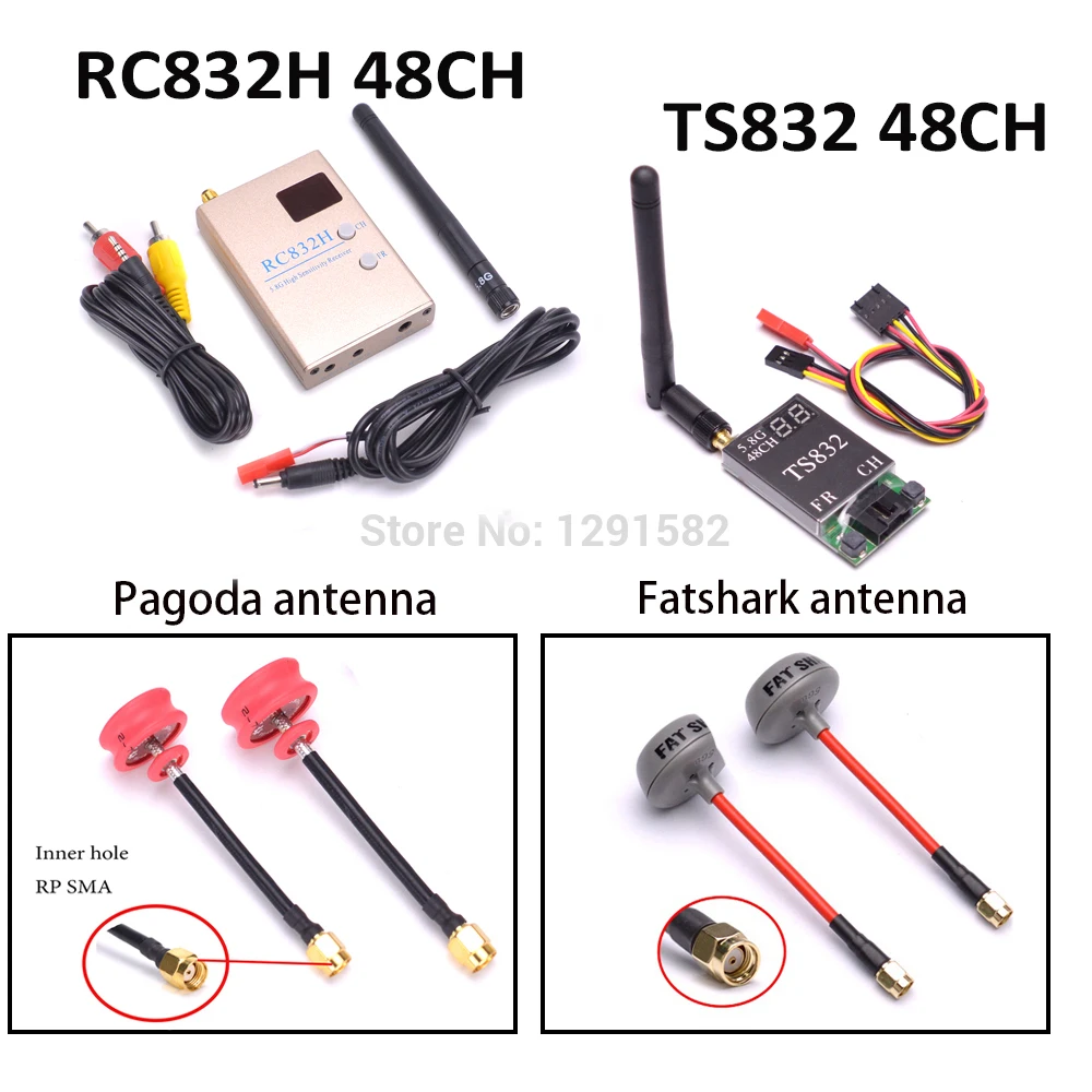 Передатчик и приемник RC832 RC 832 TS832 5 8 ГГц 600 мВт 48 каналов + Fatshark / Pagoda Антенна FPV Combo