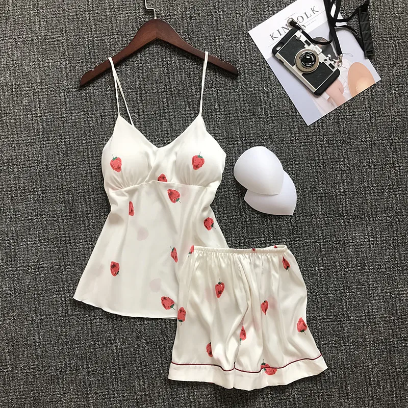 Женская летняя Пижама с V образным вырезом и шортами|Комплекты пижам| |