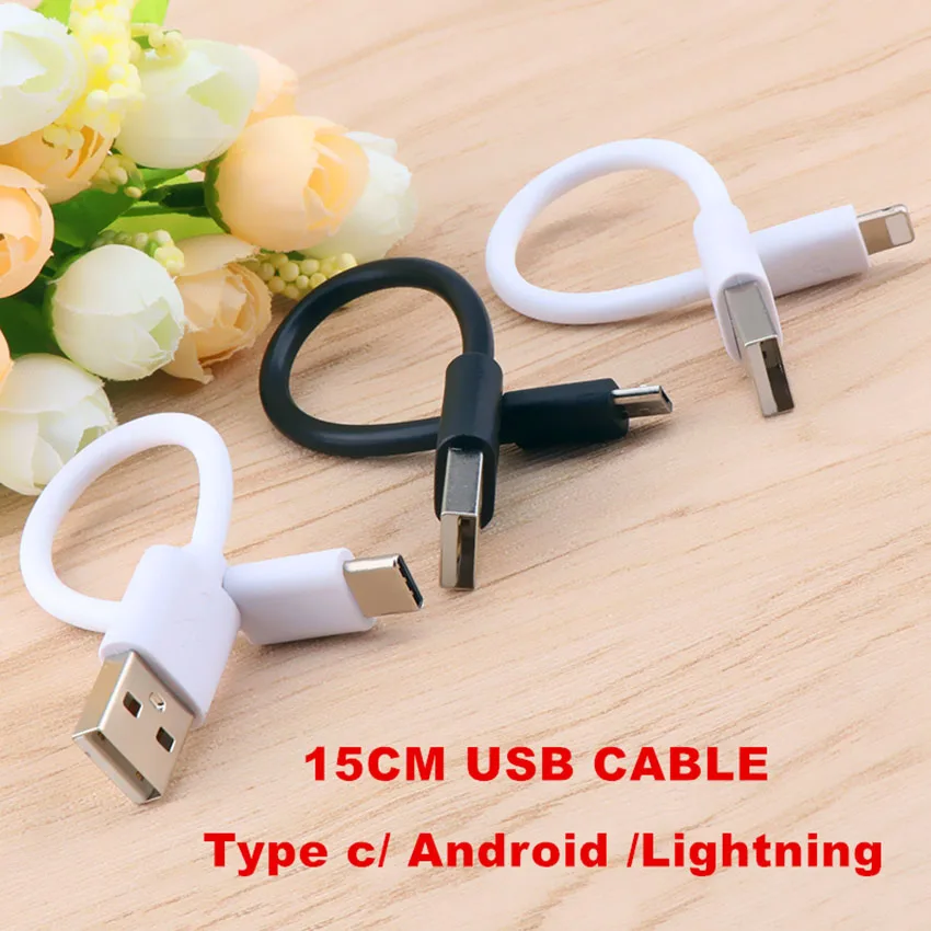 Быстрое зарядное устройство короткий кабель Micro USB/type C кабель для зарядного устройства для iPhone 6 6s 7 8 Plus X samsung Oneplus 6 15 см зарядный кабель