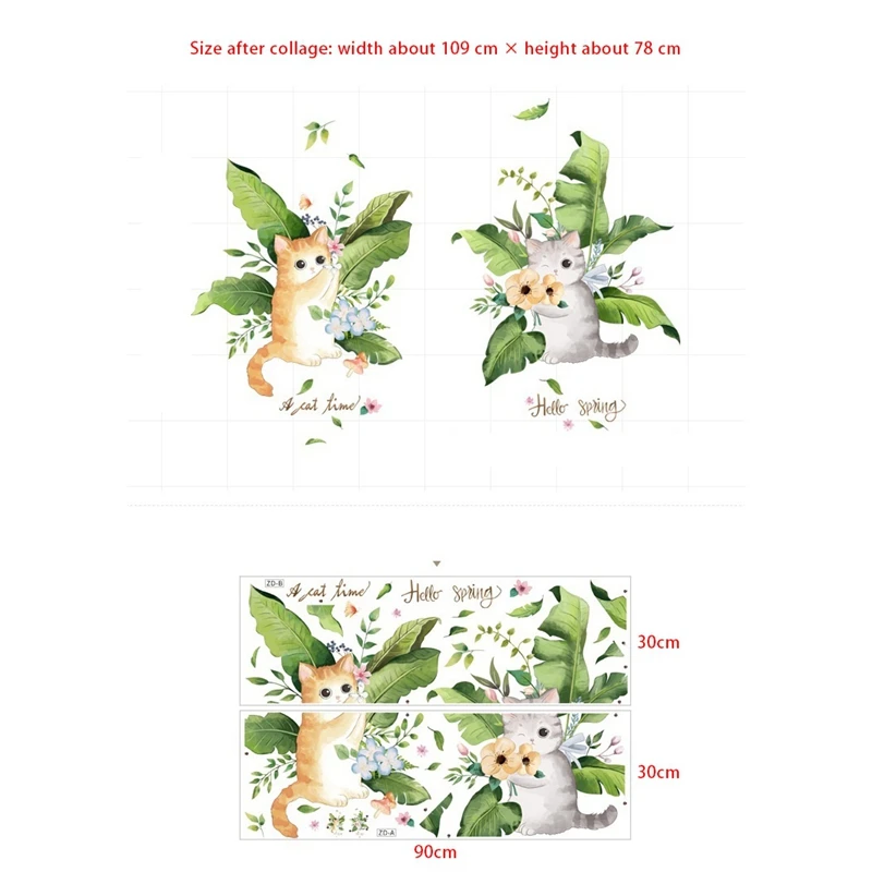 Waterproof Cartoon Cat Animal Wall Stickers For Kids Room Bathroom Bedroom Decals Removable Murals Decor | Дом и сад