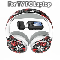 pc tv wireless headphone with mic computer laptop tv aux bluetooth usb transmitter music stereo bass headset support tf card