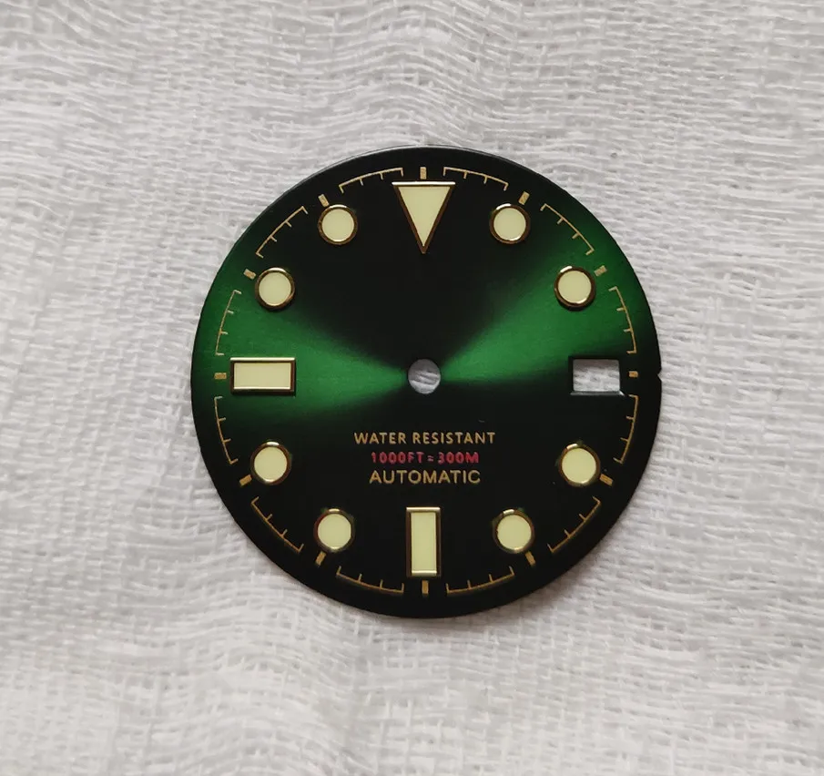 NH35 dial sunburst blue black with super luminous diving watch dial Japan Tenmadu NH35A/NH36A automatic mechanical movement 28.5