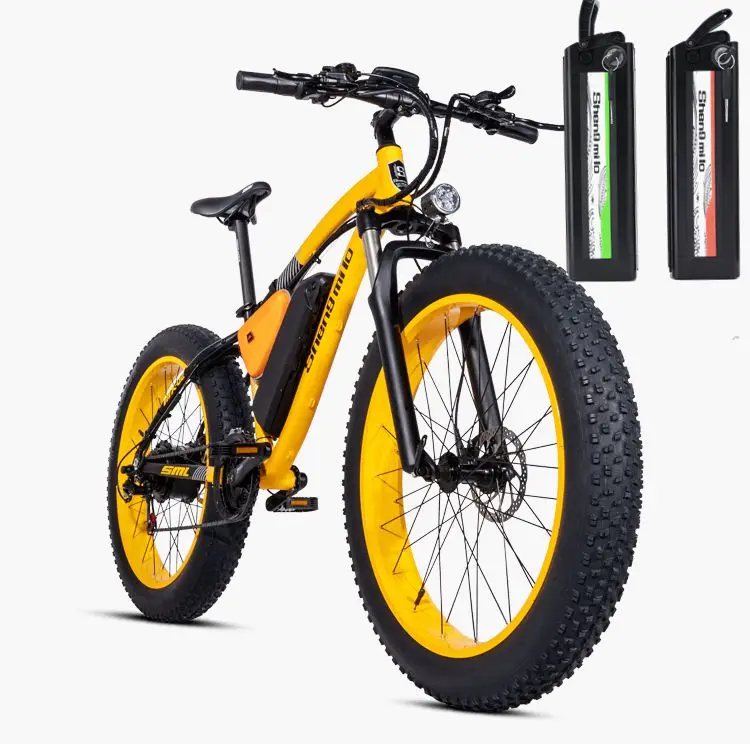 two Battery yellow Электрический велосипед 500W амортизационная вилка для велосипеда электрического велосипеда, фара для электровелосипеда в 48 V электрический велосипед увеличить 26 дюймов жира шин bafang для электротехнического оборудования - Цвет: two Battery yellow