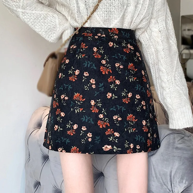 

Summer Floral Print Fashion Skirts Women High Waist A-Line Slim Short Skirt