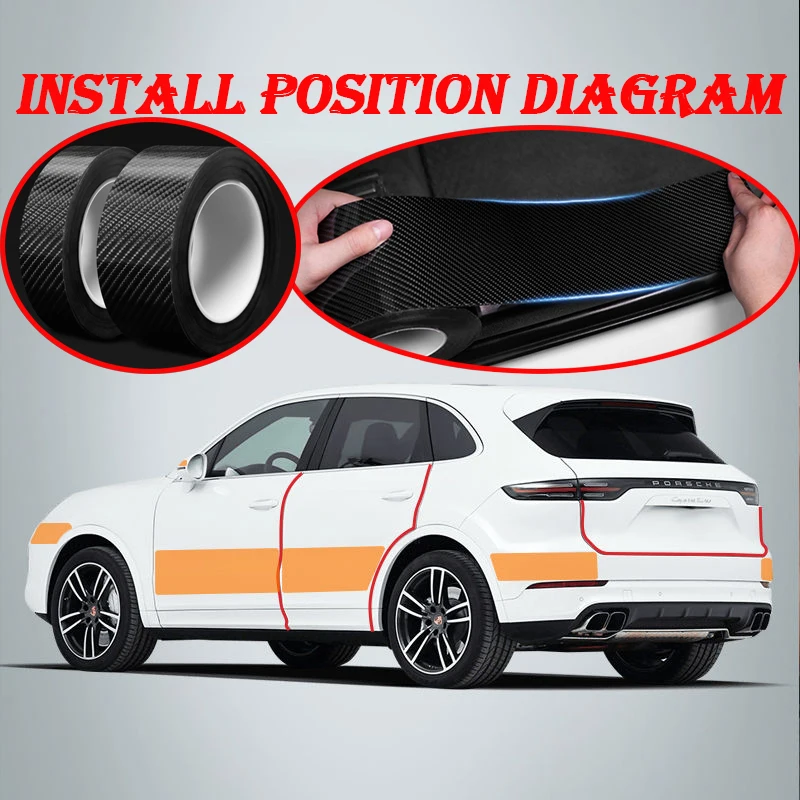 Защитная Наклейка 5D из углеродного волокна на порог автомобиля устойчивая к