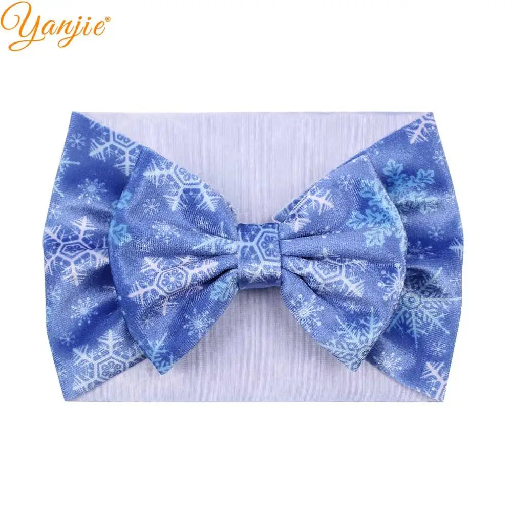 Бархатная повязка на голову с цветочным принтом 5 дюймов банты для волос широкие