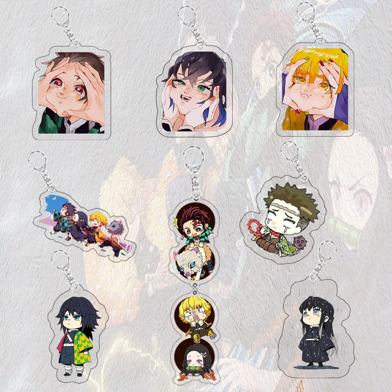 

Anime Keychains Demon Slayer Keychain Tanjirou Kamado Nezuko Tomioka Giyuu Kimetsu No Yaiba Acrylic Key Ring Cute Funny Cartoon