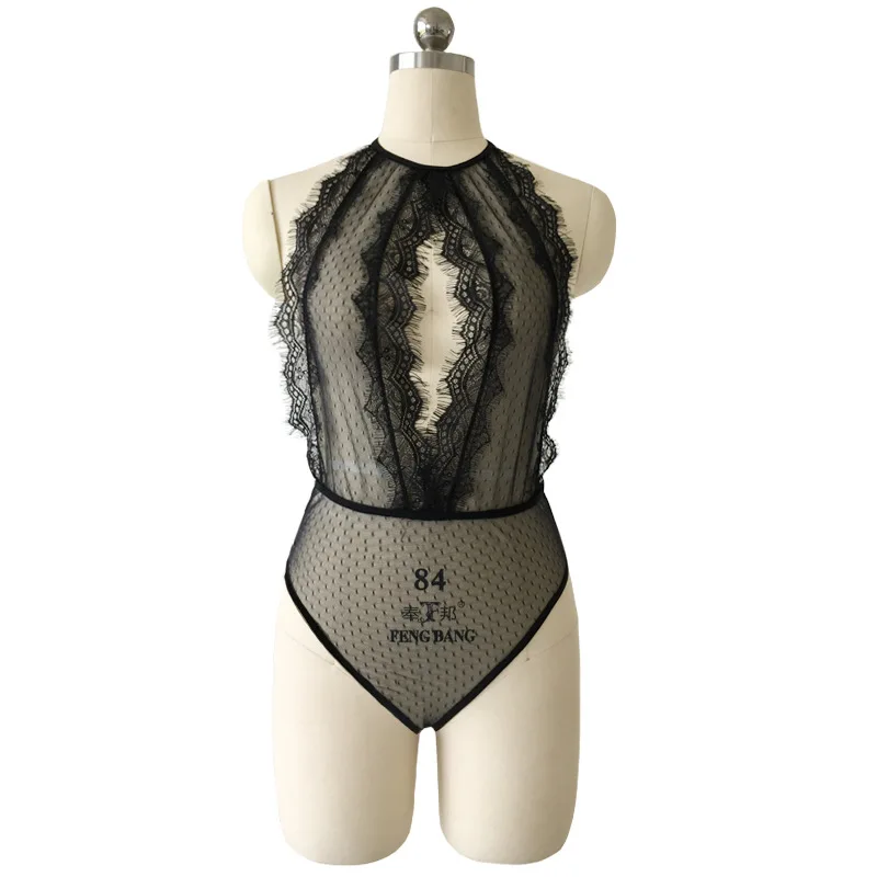 

Для женщин размера плюс, комплект нижнего белья, сексуальный бюстгальтер нижнее белье Тедди Одна деталь кружева v-образным вырезом Ночная с...