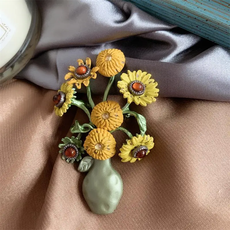 Новый дизайн подсолнухов элегантный кардиган булавка брошь Прямая поставка от