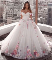 princess wedding dresses 2022 new ball gown off shoulder 3d flowers beaded corset back bride dress bridal gowns vestido de noiva
