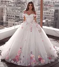 Свадебные платья принцессы, новинка 2022, бальное платье с открытыми плечами и 3D цветочным оформлением, свадебное платье невесты, свадебные платья, платье