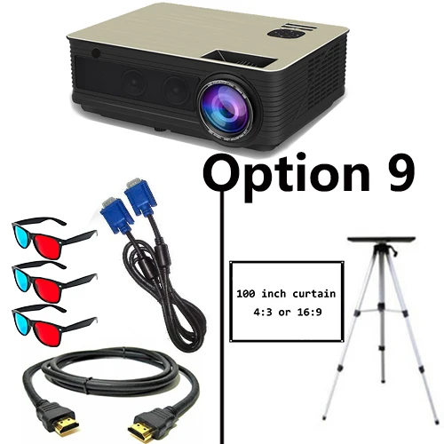 Option 9 Poner Saund M5 Full HD проектор двойной HIFI колонки Vs led96 bt96 HDMI USB с 10 м HDMI настенный кронштейн штатив projetor Vs led96 - Цвет: Option 9