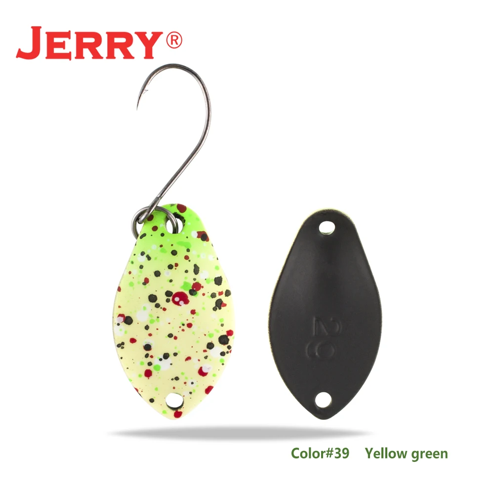 yellow green Jerry 2 г 3 г микро форели ложки сверхлегкие латунные рыболовные ложки один крючок Пресноводные металлические приманки зона окуня для ловли щуки pesca - Цвет: yellow green