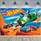 Фон Hot Wheels с изображением дикой гоночной машины для мальчиков на 1-й День рождения фон для фотосъемки реквизит из полиэстера виниловый декоративный баннер