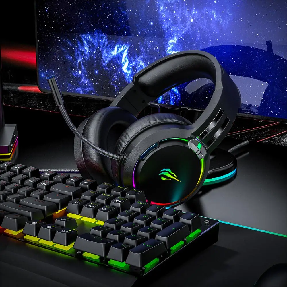 Havit профессиональная RGB Gamer гарнитура для компьютера PS4 Игровые наушники