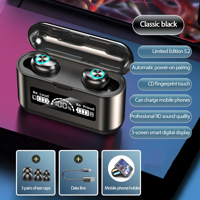 

X35 Arch Screen Digital Display Bluetooth-compatible 5.2 Earphones 2000mAh Charging Box Touch Wireless Headphone With Microphone