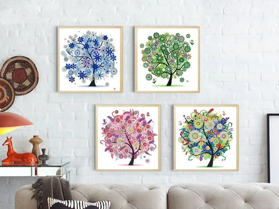 AZQSD Diamond Embroidery Flower Tree Special Shaped Rhinestones Diamond Painting Needlework Butterfly 5D DIY Crystal Painting