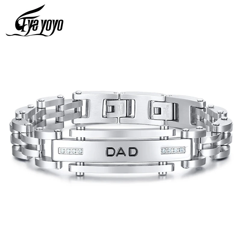 

EyeYoYo нержавеющая сталь изогнутый знак корродированный папа инкрустированный кубический цирконий браслет с регулируемой длиной стали пода...